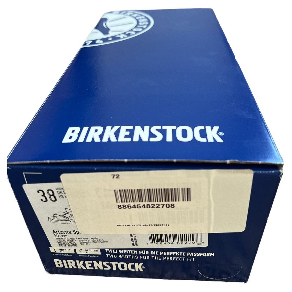 Birkenstock Two-Tone Burgundy and Beige Arizona Sandals - Picture 12 of 13